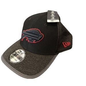 Buffalo Bills NFL New Era 39THIRTY Flexfit Hat Sz Medium-Large Black Crown mesh